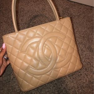 Authentic Tan Chanel Hand bag
